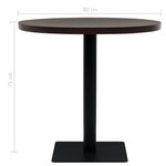 vidaXL Table de bistro MDF et acier Rond 80 x 75 cm Frêne foncé