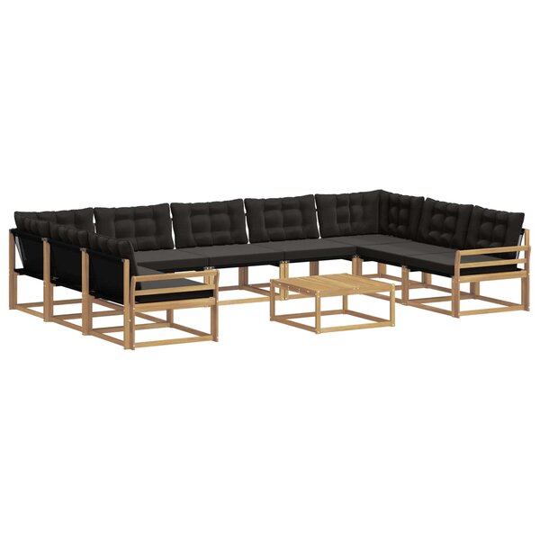 vidaXL Ensemble de canapés d'extérieur 10 Pièces Blanc et noir