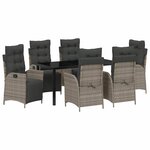 vidaXL Ensemble de salle à manger pour jardin 7 Pièces Gris Poly rotin