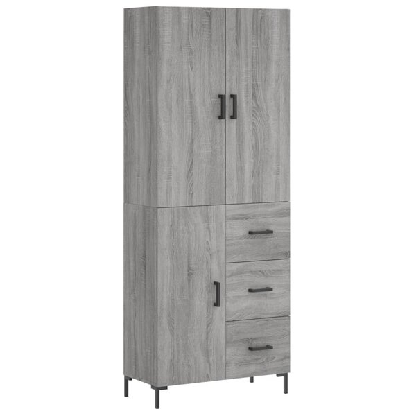 vidaXL Buffet haut Sonoma gris 69 5x34x180 cm Bois d'ingénierie