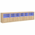vidaXL Buffet avec lumières LED chêne sonoma 283x37x67 cm