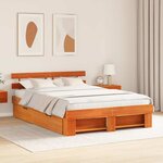 vidaXL Cadre de lit Marron cire 150 x 200 cm Bois massif en pin