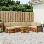 vidaXL Ensemble de canapés d'extérieur avec coussin 7 Pièces Naturel