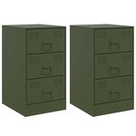 vidaXL Tables de chevet 2 Pièces vert olive 34 5x39x62 cm acier