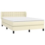 vidaXL Sommier à lattes de lit avec matelas Crème 140x190cm Similicuir