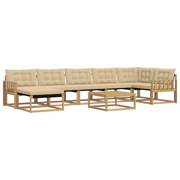 vidaXL Ensemble de canapés d'extérieur 8 Pièces Blanc et Beige