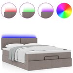 vidaXL Lit ottoman avec matelas et LED taupe 140x200 cm tissu