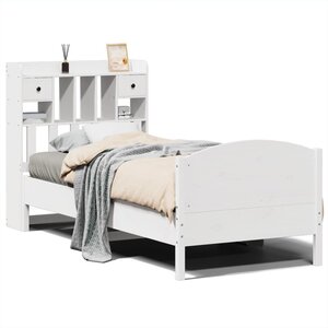 vidaXL Lit bibliothèque sans matelas blanc 75x190cm bois de pin massif