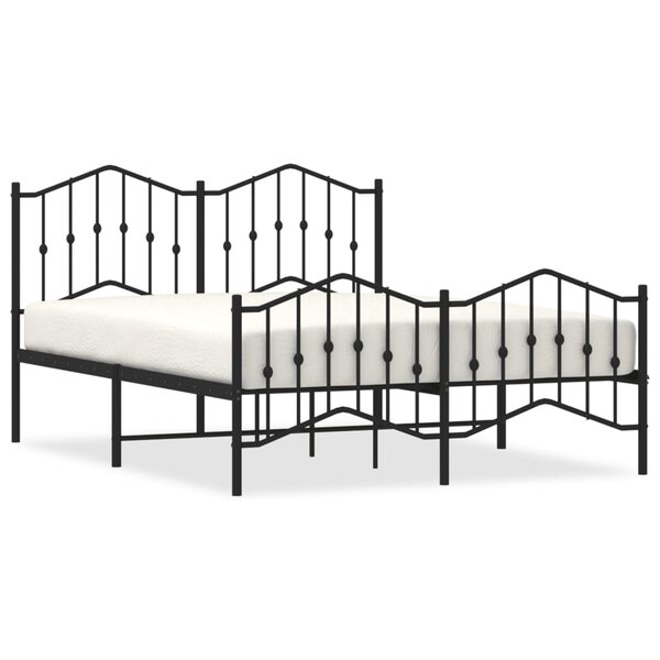 vidaXL Cadre de lit métal avec tête de lit/pied de lit noir 140x200 cm
