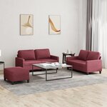 vidaXL Ensemble de canapés 3 Pièces avec coussins Rouge bordeaux Tissu