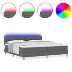 vidaXL Lit à ressorts avec matelas Gris foncé 200 x 200 cm tissu
