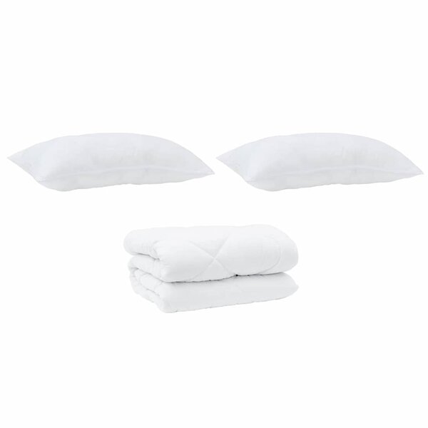vidaXL Duvet d'hiver avec oreiller 3 Pièces Blanc 200 x 200 cm Microfibre