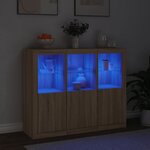 vidaXL Buffets avec lumières LED 3 Pièces chêne sonoma bois d'ingénierie