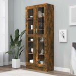 vidaXL Armoire à vitrine Chêne fumé 82 5x30 5x185 cm Bois ingénierie