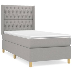 vidaXL Sommier à lattes de lit avec matelas Gris clair 100x200cm Tissu