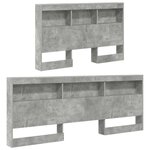 vidaXL Tête de lit de rangement Gris béton 120 cm Bois d'ingénierie