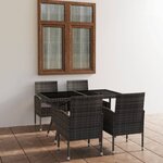 vidaXL Ensemble à manger de jardin 5Pièces Résine tressée Anthracite gris