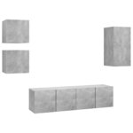 vidaXL Ensemble de meubles TV 5 Pièces Gris béton Bois d'ingénierie