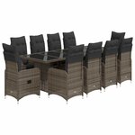 vidaXL Ensemble de bistro de jardin 11 Pièces coussins gris poly rotin