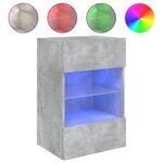 vidaXL Meuble TV mural avec lumières LED gris béton 40x30x60 5 cm