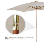 Parasol droit rectangulaire bois polyester haute densité 2 95L x 2l x 2 55H m crème