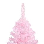 vidaXL Sapin de Noël artificiel pré-éclairé et support rose 210 cm PVC