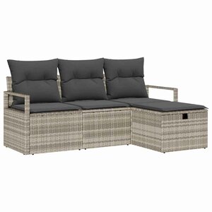 vidaXL Ensemble de canapé de jardin 4 Pièces Gris clair Poly rotin