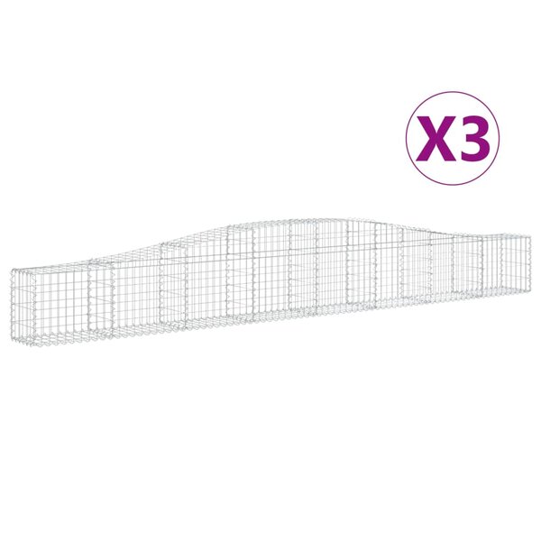 vidaXL Paniers à gabions arqués 3 Pièces 400x30x40/60 cm Fer galvanisé