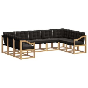 vidaXL Ensemble de canapés d'extérieur 9 Pièces Blanc et noir