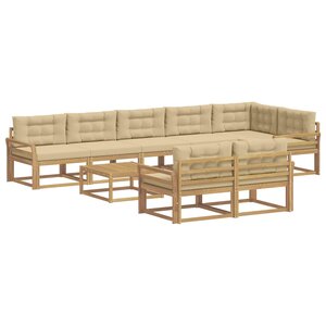vidaXL Ensemble de canapés d'extérieur 9 pc Blanc et Beige Polyester