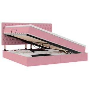 vidaXL Lit de rangement LED avec matelas Rose 200 x 200 cm Velours