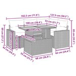 vidaXL Salon de jardin 5 Pièces avec coussins gris résine tressée