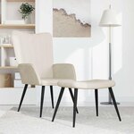 vidaXL Chaise de relaxation avec tabouret Blanc crème Velours