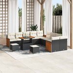 vidaXL Ensemble de canapé de jardin 13 Pièces Noir  Crème 90 x 55 x 71 cm