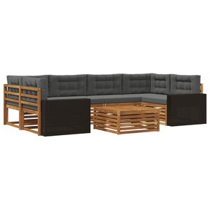 vidaXL Ensemble de canapés d'extérieur 7 Pièces Naturel et Anthracite