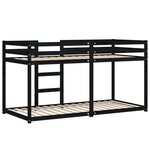 vidaXL Lit superposé Noir 90x200 cm Bois de pin massif