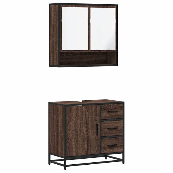 vidaXL Ensemble de meubles de salle de bain 2 Pièces Chêne marron