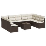 vidaXL Ensemble de Canapé de Jardin 9 Pièces avec Coussins Gris Poly Rattan