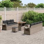 vidaXL Ensemble de canapé de jardin 10 Pièces Gris polyrotin