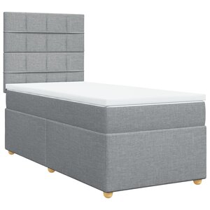 vidaXL Sommier à lattes de lit et matelas Gris clair 90x190 cm Tissu
