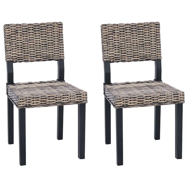 vidaXL Chaise de salle à manger GENDT 2 pc Rattan Kubu Noir Blanchi