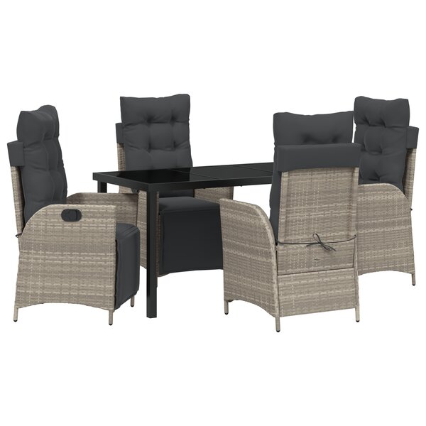 vidaXL Ensemble de repas de jardin 5 pièces gris clair en poly rattan