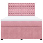 vidaXL Sommier à lattes de lit avec matelas Rose 160x200 cm Velours