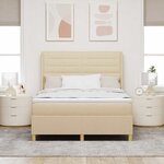 vidaXL Lit à ressorts avec bandes LED Crème 140 x 190 cm tissu