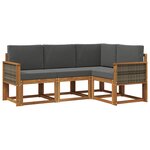 vidaXL Ensemble de canapés d'extérieur 4 Pièces Naturel et Anthracite