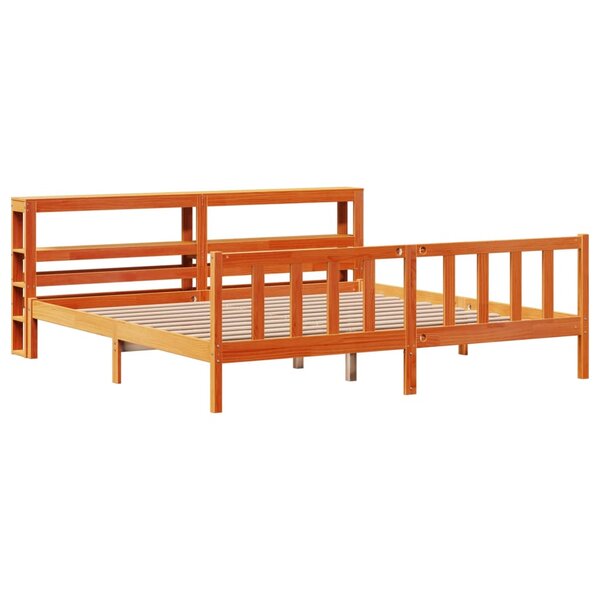 vidaXL Cadre de lit et tête de lit cire marron 200x200 cm bois de pin