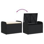 vidaXL Banc de rangement avec coussin noir 80x51x52 cm résine tressée