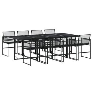 vidaXL Ensemble à manger de jardin 9 Pièces Noir Résine tressée