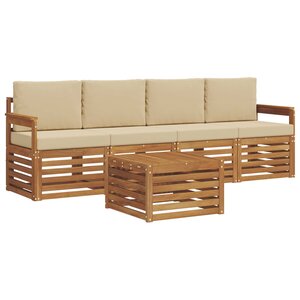 vidaXL Ensemble de canapés d'extérieur 5 Pièces Naturel et Beige