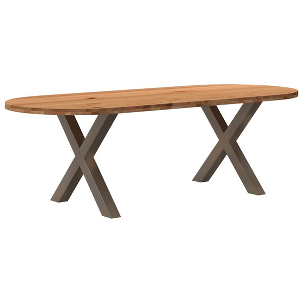 vidaXL Table à manger marron clair bois de chêne massif ovale